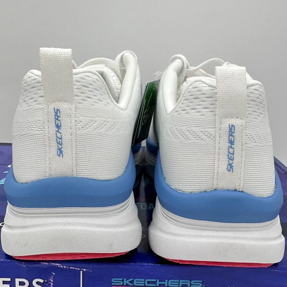 Skechers D'Lux Walker Sneakers Womens 9.5 White Blue Infinite Motion 149368 NEW